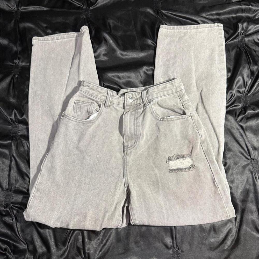 Pretty little thing gray ripped baggy jeans